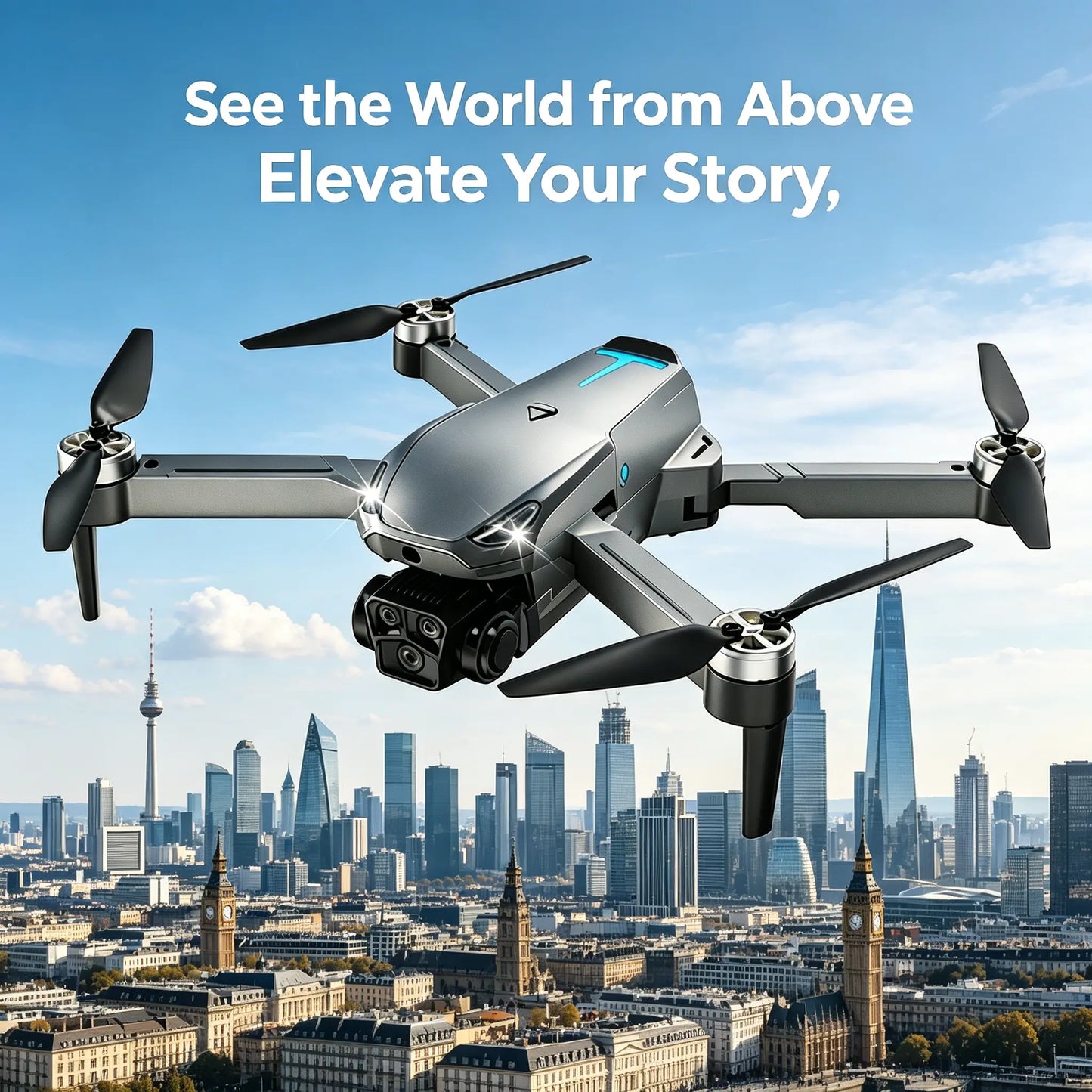 M8 Pro 2026 Foldable Aerial Drone with 4K UHD EIS Anti-Shake Camera, GPS Precise Positioning System, 5G Wifi FPV Real-Time Transmission, Intelligent Obstacle Avoidance, Auto Return, 360° Stunt Roll, 2 Batteries for Adults Beginners Aerial Photography