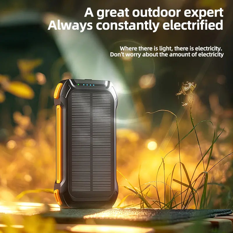 36000mAh Solar Portable Charger with 22.5W High-Speed Charging, Wireless Power Bank, QC3.0 Fast Charging, USB-C & Four Ports, Dual LED Flashlight, Outdoor Emergency Battery Pack