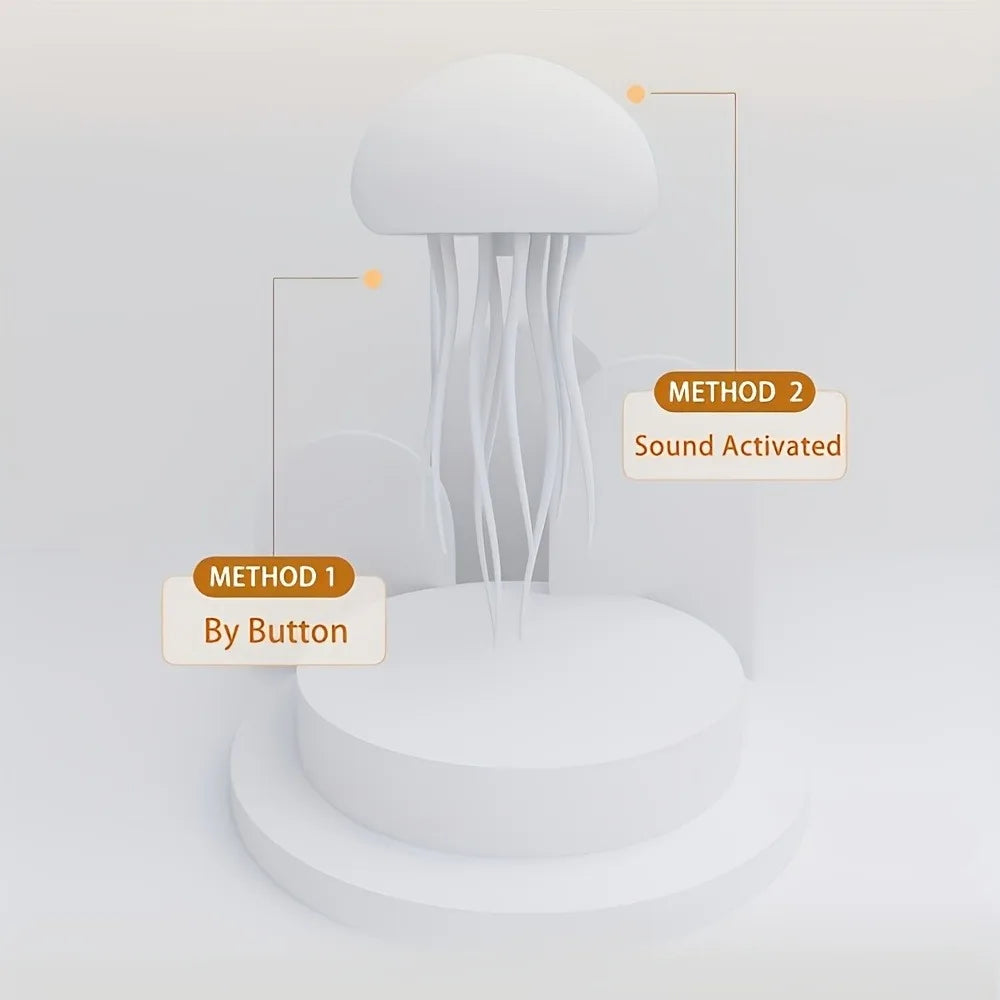 Bionic Jellyfish Night Light,Usb Rechargeable with Voice Control,Dancing Tentacles,5 RGB Gradient,Floating Lamp,Bedroom Decor